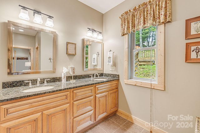 bathroom featuring vanity and tile patterned flooring