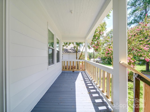 wooden deck with covered porch