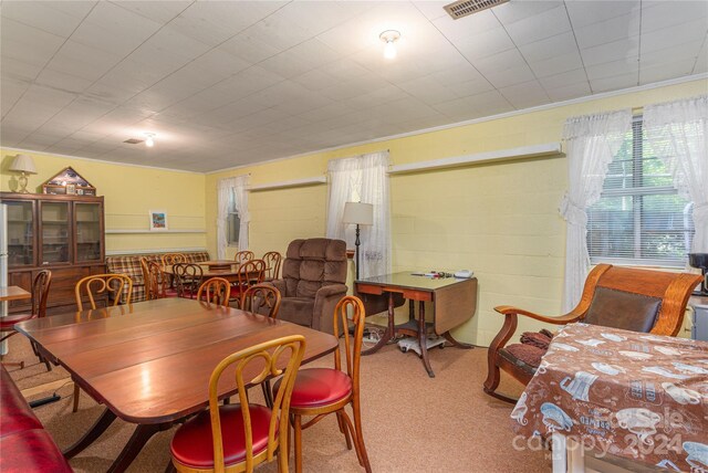 view of carpeted dining room