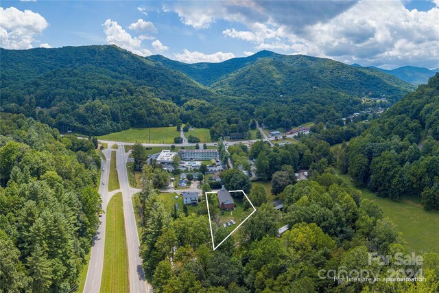 drone / aerial view with a mountain view