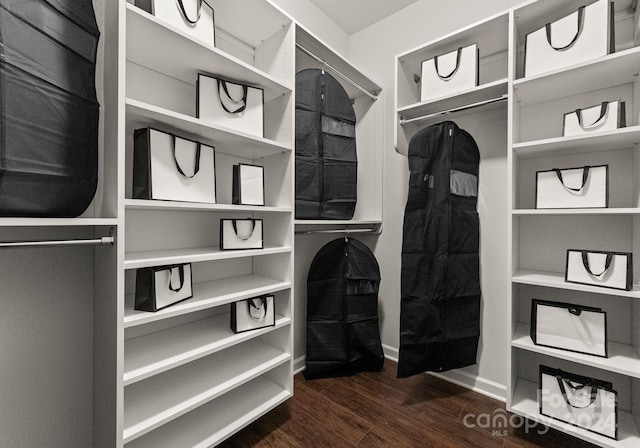 spacious closet with wood finished floors