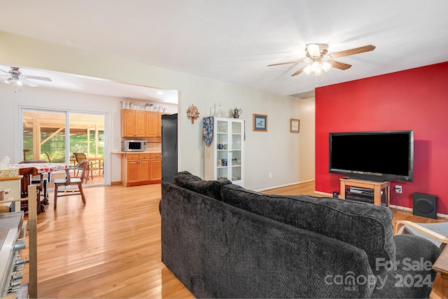 19 Brookcliff Dr, Asheville, NC 28804 - living area featuring light wood-style floors and ceiling fan