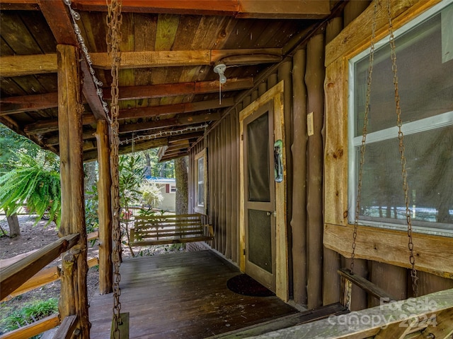exterior space with hardwood / wood-style floors