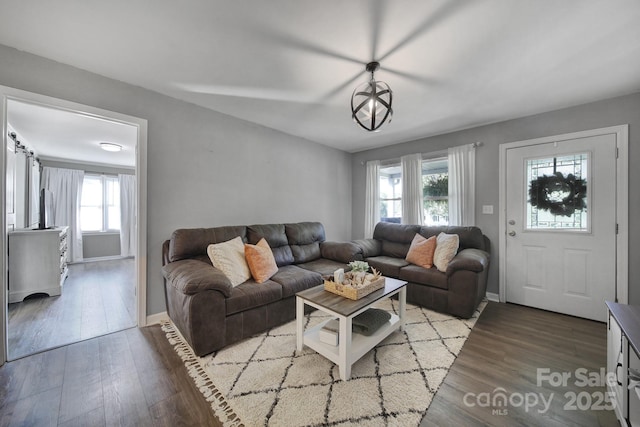 living room with light wood-type flooring