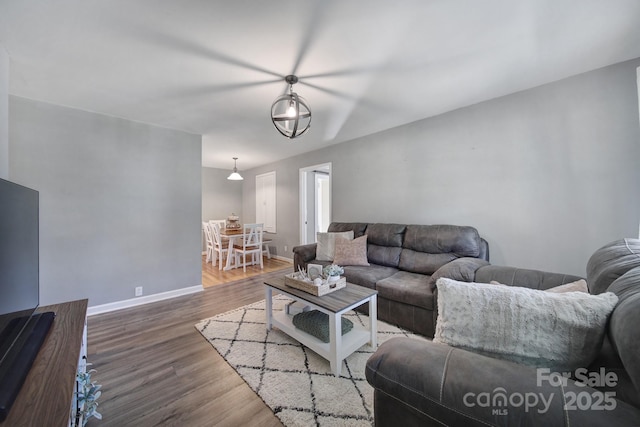 living room with hardwood / wood-style floors