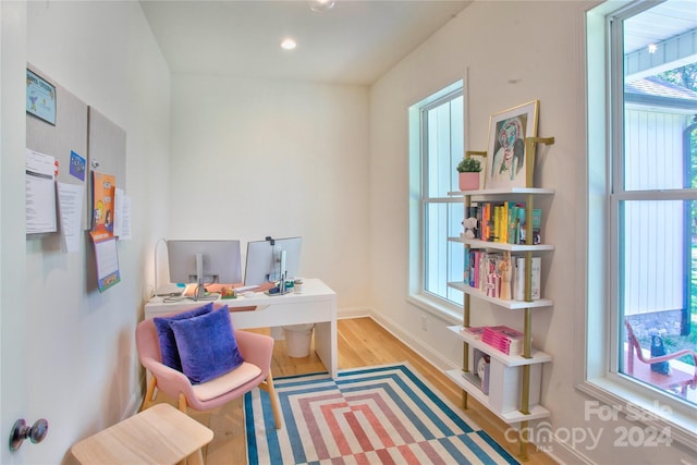 14941 Deer Hollow Dr, Gold Hill, NC 28071 - office area with baseboards, wood finished floors, and recessed lighting