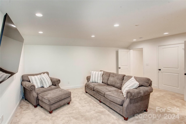 14941 Deer Hollow Dr, Gold Hill, NC 28071 - living area featuring light carpet, baseboards, and recessed lighting