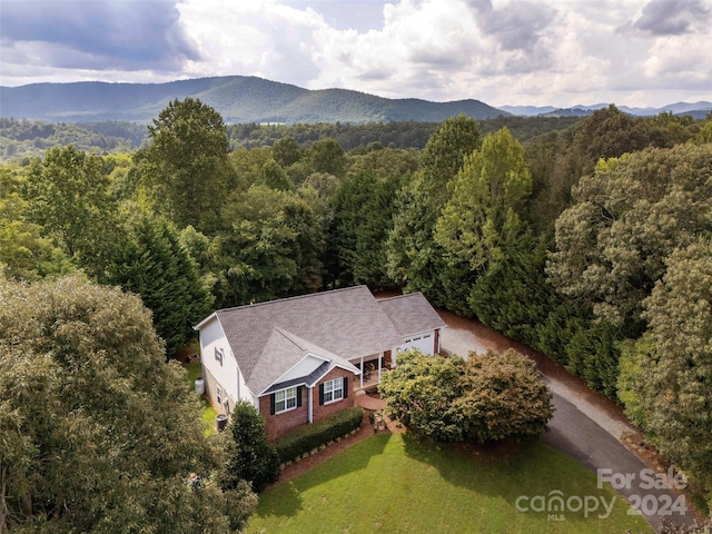 birds eye view of property featuring a mountain view