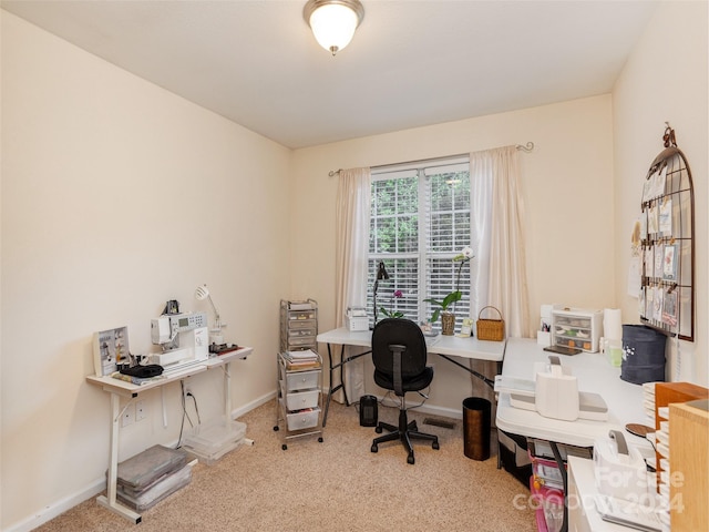 office with light colored carpet