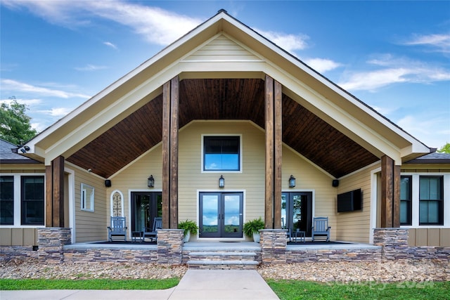 6521 Lake James Rd, Marion, NC 28752 - view of front of home with french doors and covered porch