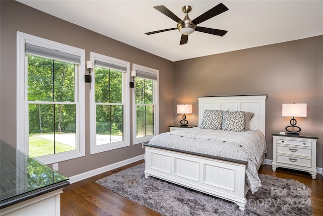 6521 Lake James Rd, Marion, NC 28752 - bedroom featuring dark wood finished floors, baseboards, and a ceiling fan