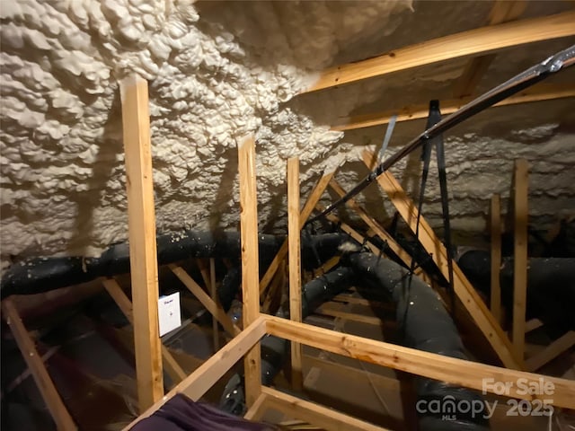 view of unfinished attic