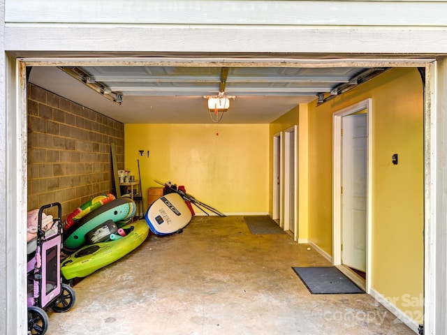 garage with a garage door opener