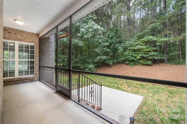 view of unfurnished sunroom