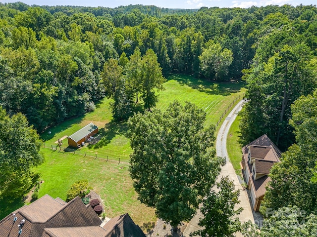 aerial view with a forest view