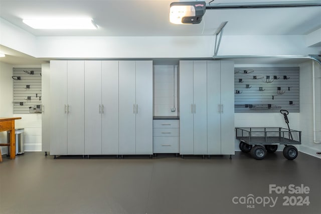garage with a garage door opener