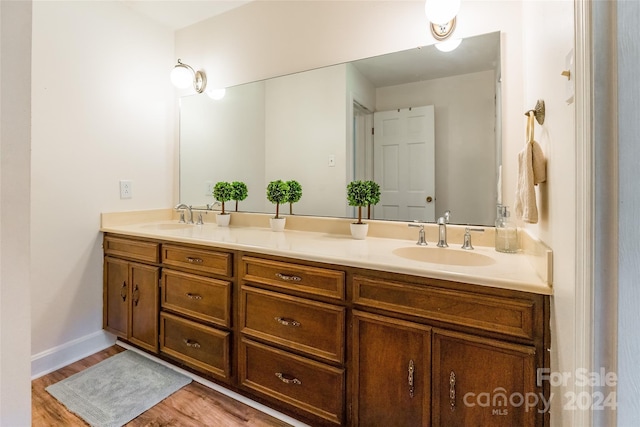 bathroom with vanity and wood-type flooring