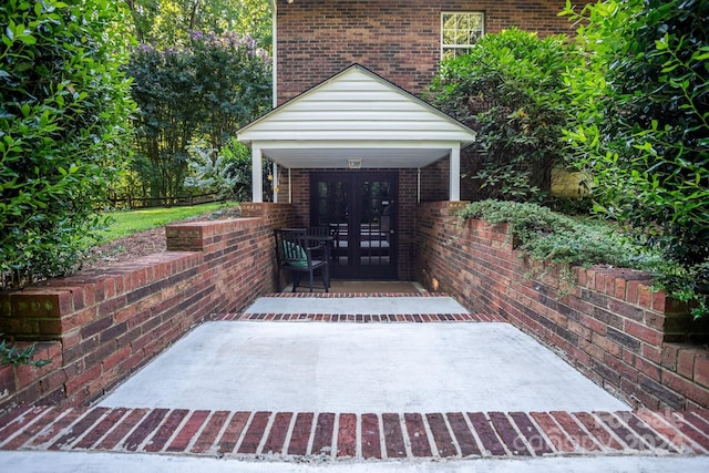 doorway to property with french doors