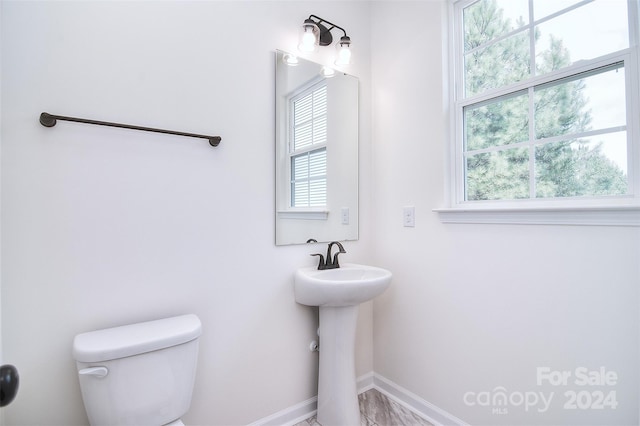 bathroom with a wealth of natural light and toilet