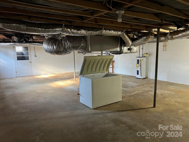 basement with electric water heater