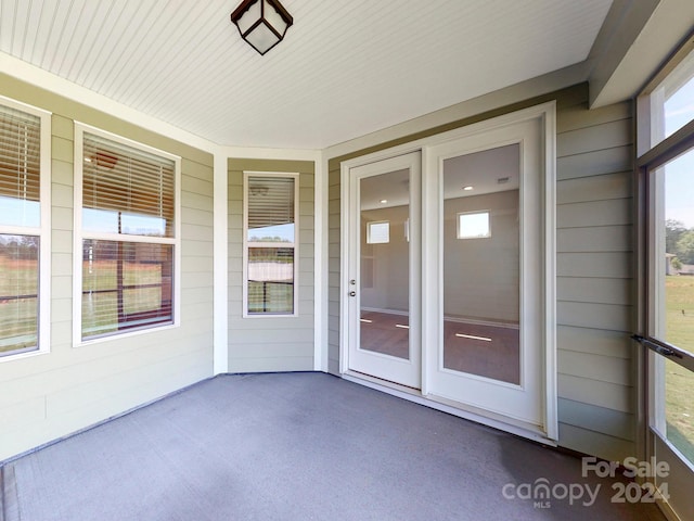 view of unfurnished sunroom