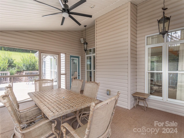 view of patio / terrace featuring ceiling fan