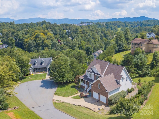 bird's eye view with a mountain view