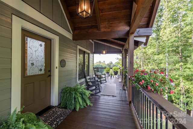 deck with covered porch