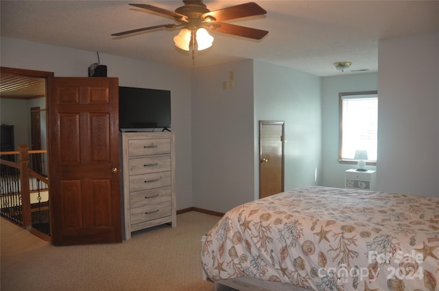 120 Old Belwood Rd, Lawndale, NC 28090 - bedroom with light carpet, baseboards, and a ceiling fan