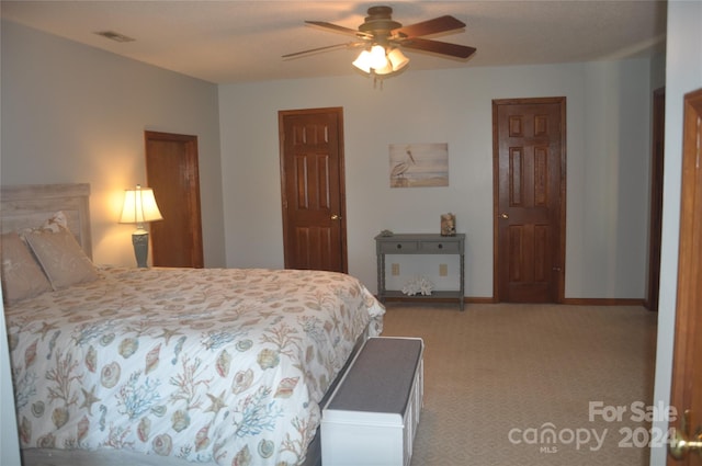 120 Old Belwood Rd, Lawndale, NC 28090 - bedroom featuring carpet flooring, visible vents, baseboards, and ceiling fan