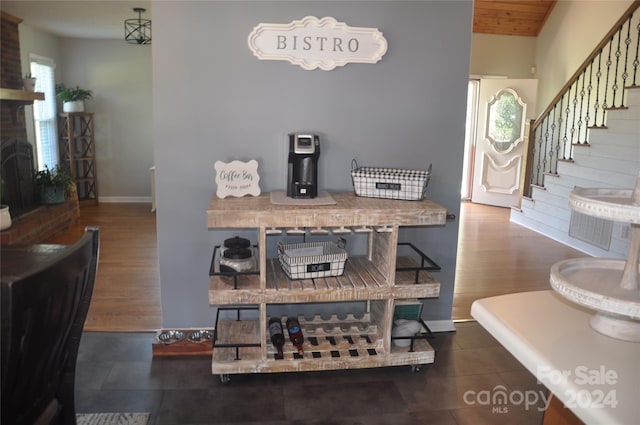 dining space featuring dark hardwood / wood-style flooring