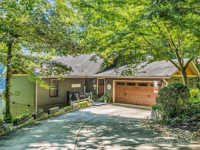 view of front of property with a garage