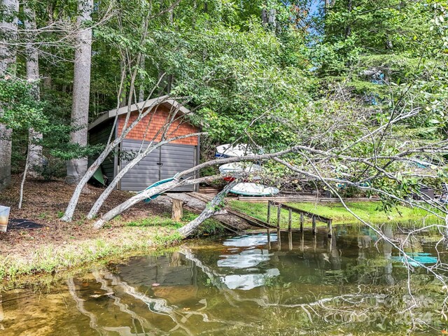 view of dock featuring a water view