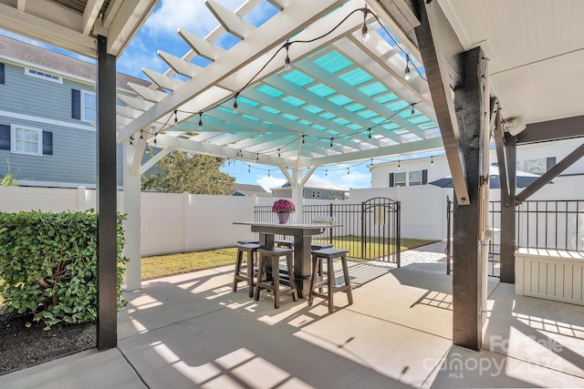 view of patio / terrace featuring a pergola