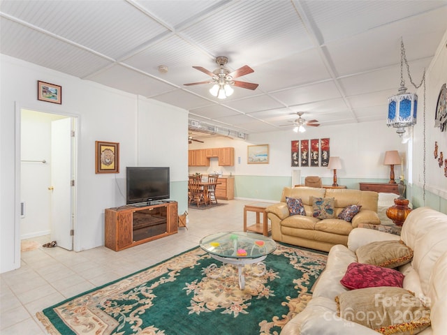 view of tiled living room