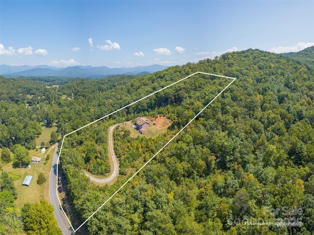 bird's eye view with a mountain view