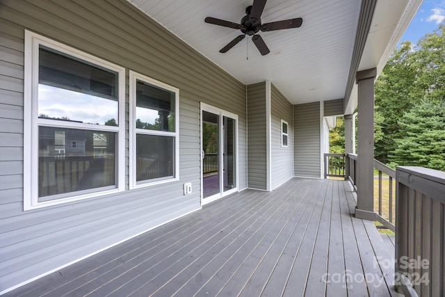 deck featuring ceiling fan