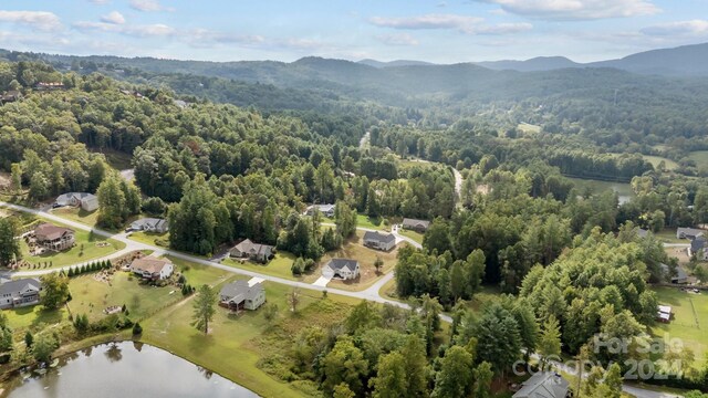 aerial view with a water and mountain view