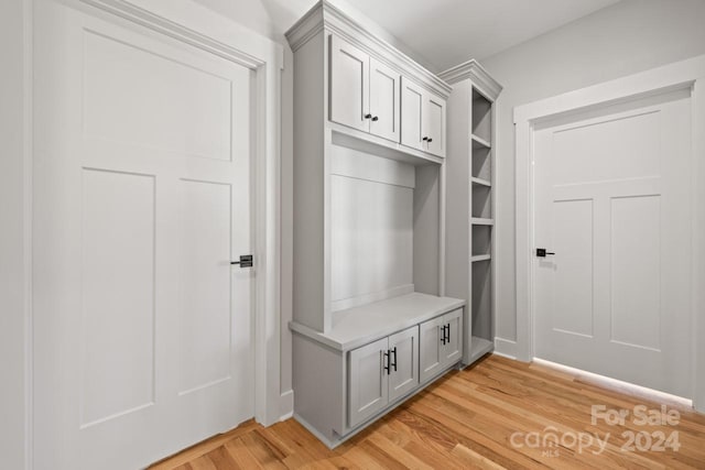 mudroom featuring light hardwood / wood-style flooring