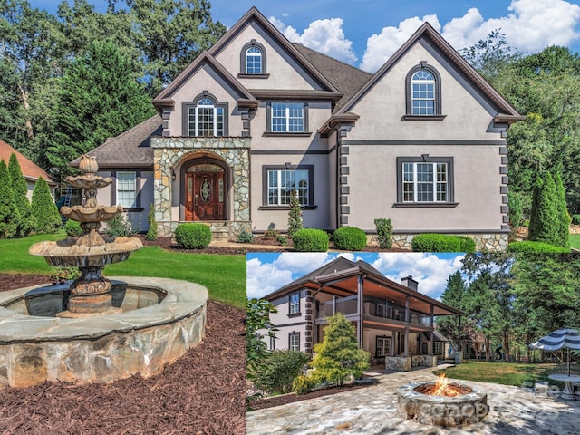 view of front of property featuring a fire pit