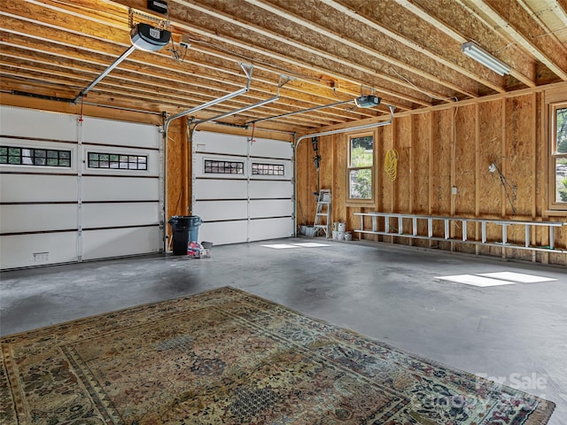 garage with a garage door opener