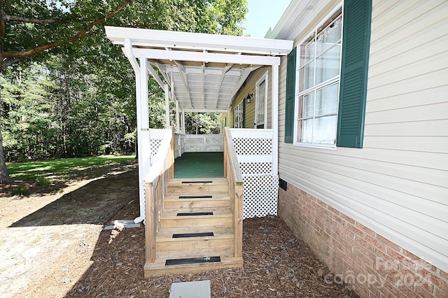 exterior space with a pergola