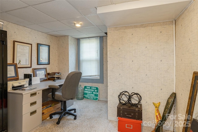 office featuring a drop ceiling