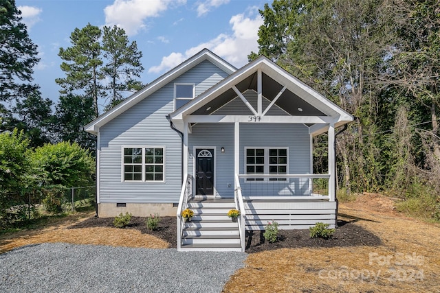 bungalow featuring a porch