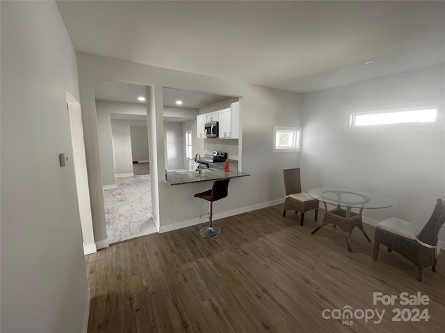 interior space with dark wood-type flooring and sink