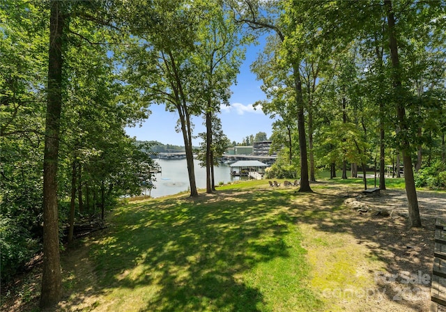 view of yard featuring a water view