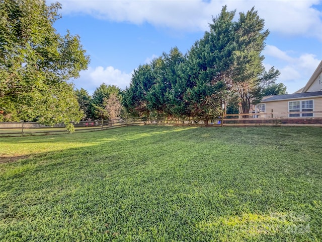 view of yard featuring a fenced backyard