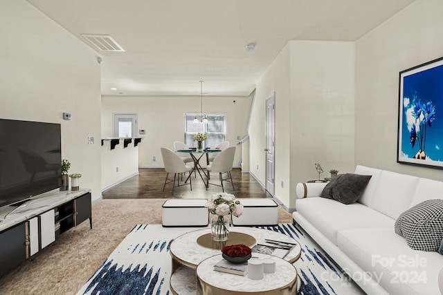 living room with hardwood / wood-style flooring