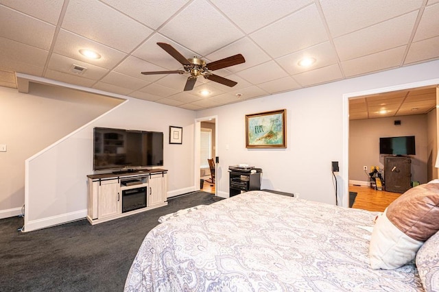 bedroom featuring recessed lighting and baseboards