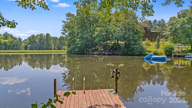 view of dock featuring a water view